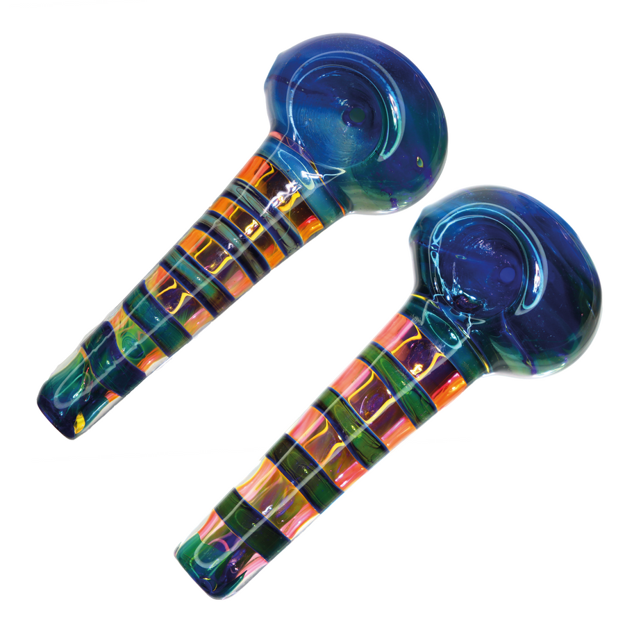 5.5 Inch Fumed Color Band Glass Spoon Pipe