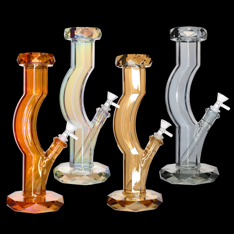 14 Inch Diamond Heavy Glass Water Pipe