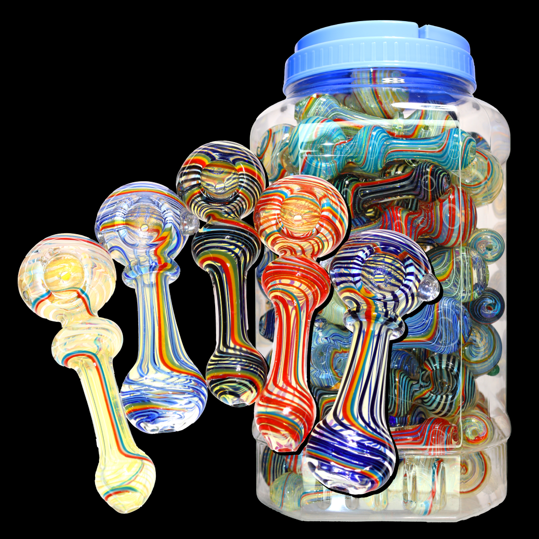 50 pcs – NEW JAR #24 Glass Hand Pipe (4.5 inches) Spoon $3.75 each