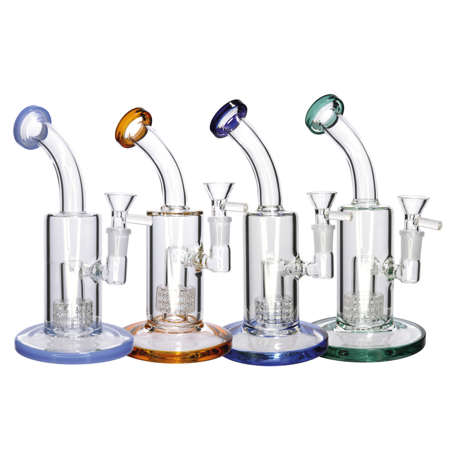 9 Inch Classic Glass Bong, Color Top Perc