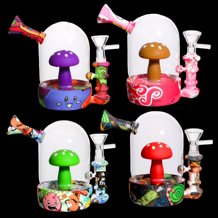 5 Inch Mushroom Silicone Glass Bong, Boxed
