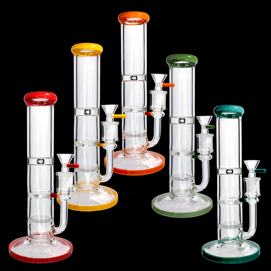 🔥💎 11” Dual Perc Thick Bong – Honeycomb + Showerhead Glass Water Pipe