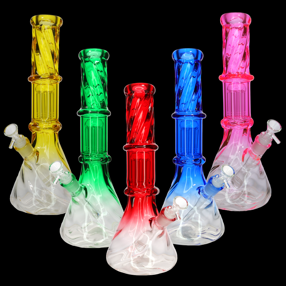 NEW 15 Inch Color Beaker Bong – 1 Chamber | Wholesale Glass | Ashncloud