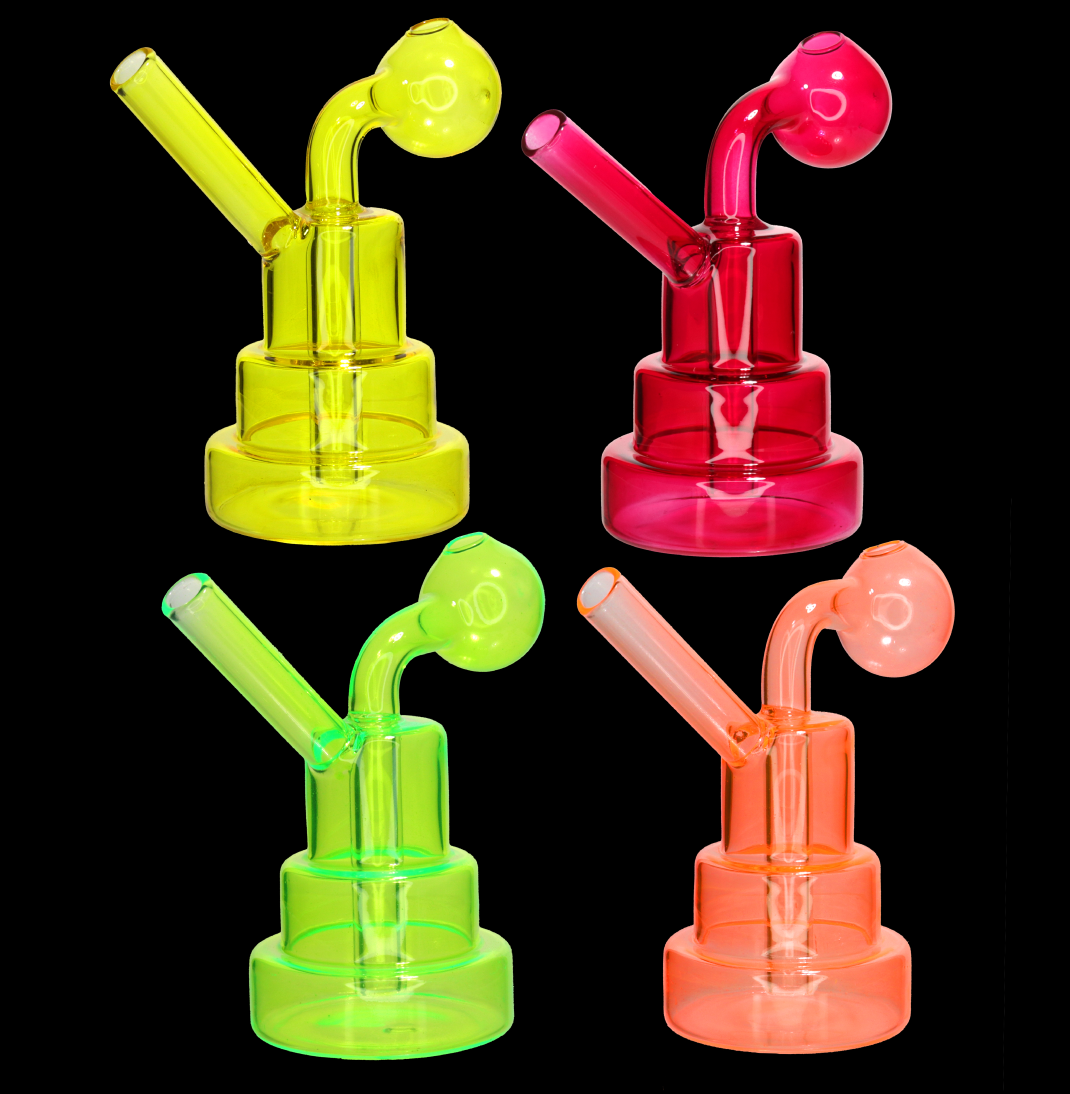 5 Inch Stacked Neon Oil Burner Water Pipe