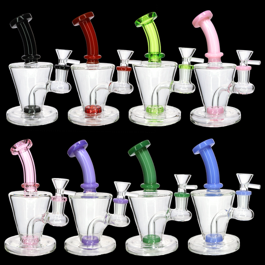 7 Inch Color Accent Glass Bong | Thick Straight Base Bong | Wholesale Glass Water Pipe
