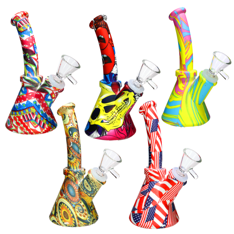 6 Inch Beaker Multi-Design Silicone Bong