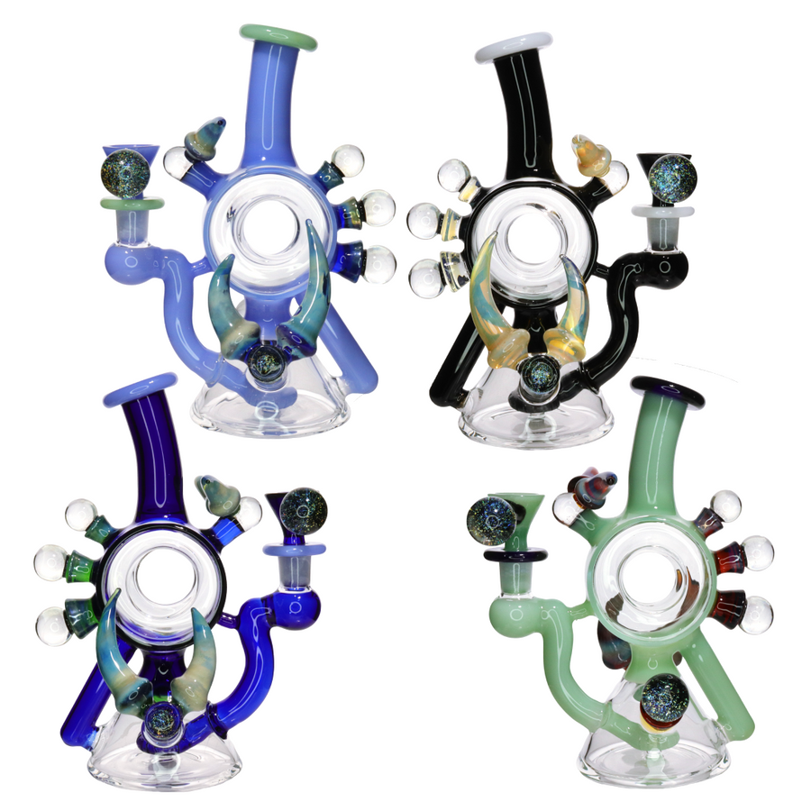 9 Inch Horn Design Fancy Glass Water Pipe