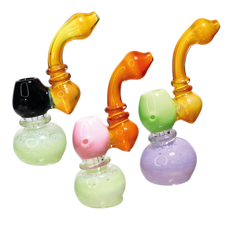 8 Inch Gold Slime Color Glass Bubbler