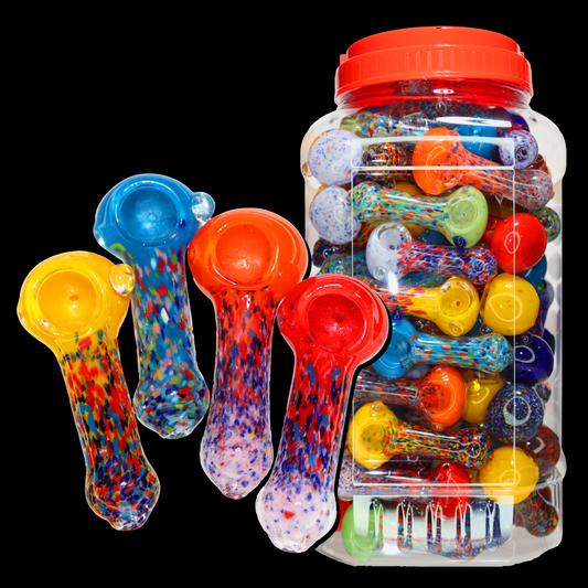 90 pcs – NEW JAR #25 Glass Hand Pipe (3.5 inches) Spoon $2.65 each