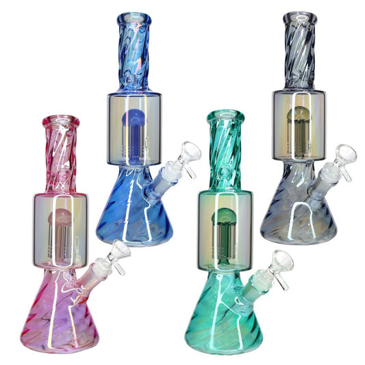 🌈🔥 12” Color Accent Chamber Bong – Premium Glass Water Pipe