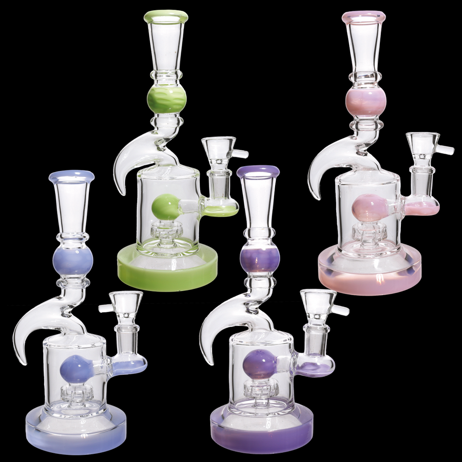 9 Inch Horn Clear One-Tone Slime Perc Bong