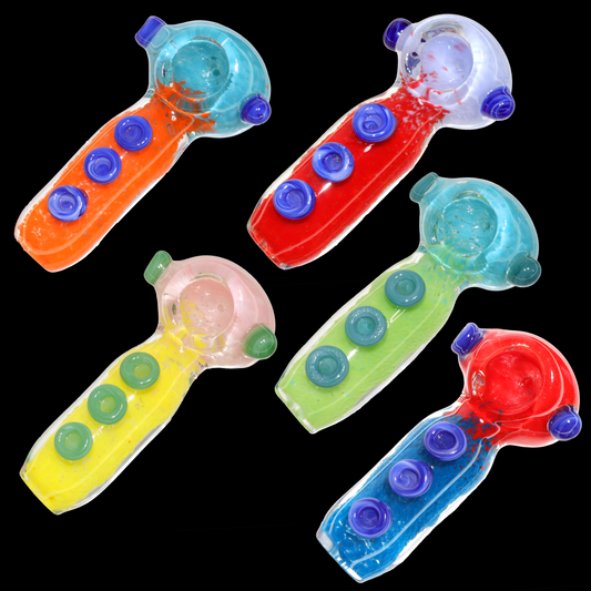 4" Heavy Glass Hand Pipe – Thick Body with Raised Grip Dots