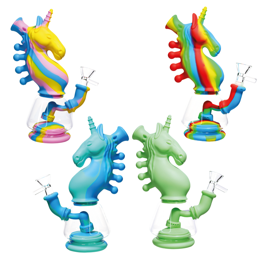8 Inch Unicorn Multicolor Silicone Glass Bong