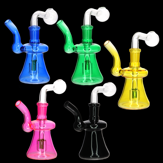 6" Oil Burner Water Pipe – Bell-Base Design | Assorted Colors | Wholesale