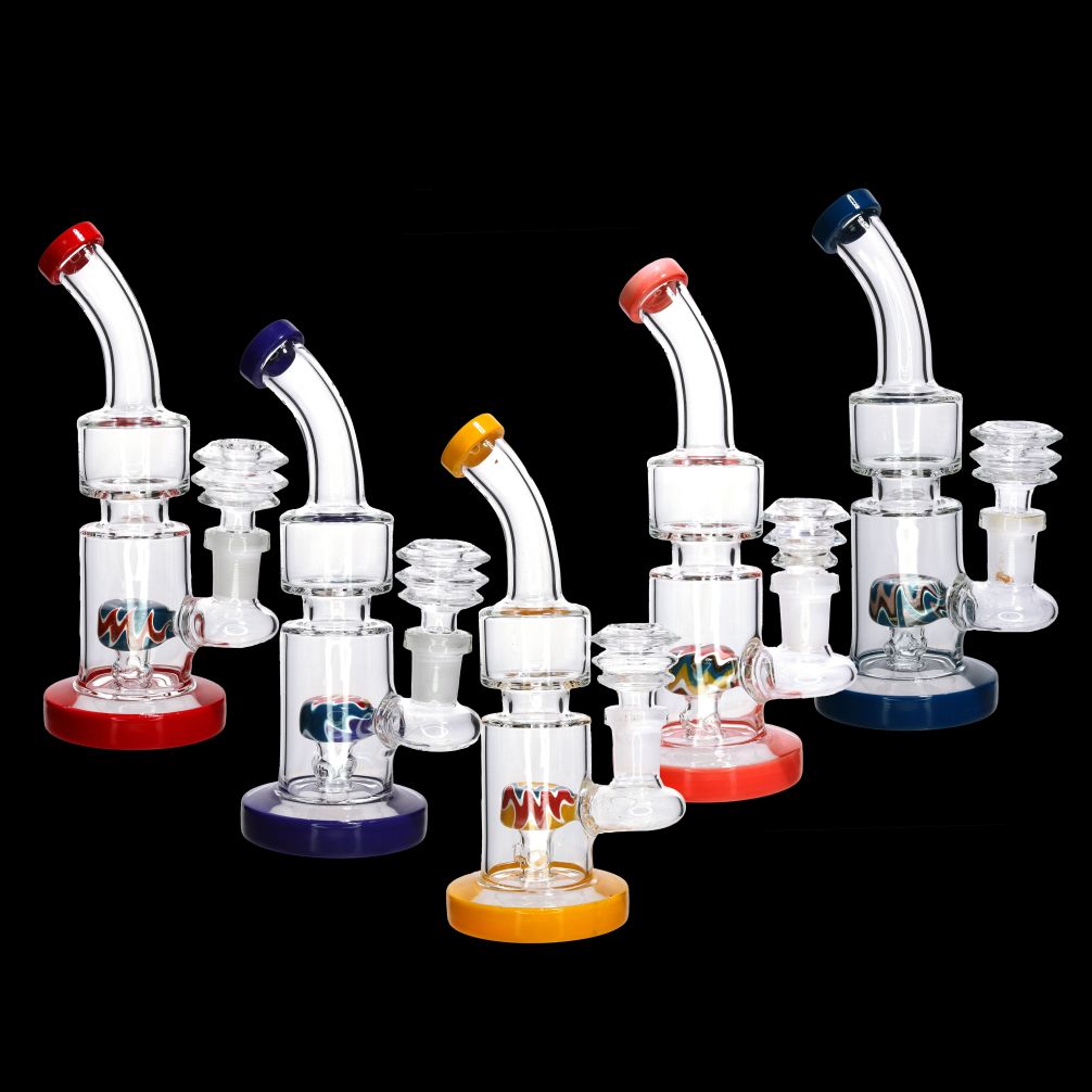 🔥 Color Accent Inline Mini Water Pipe – 7 Inch | Compact Functional Dab-Style Bong