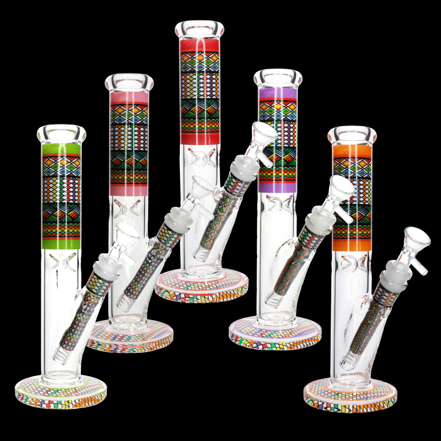 10 Inch Pattern Art Glass Beaker Bong
