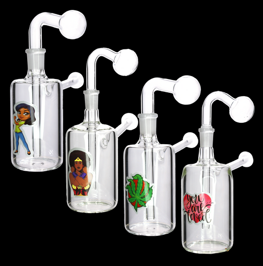 USA MADE JHeavy Howling Wolf Oil Burner Water Pipe – 4” Colored Glass Pipe for Smoke Shops (Assorted Colors) (Copy)
