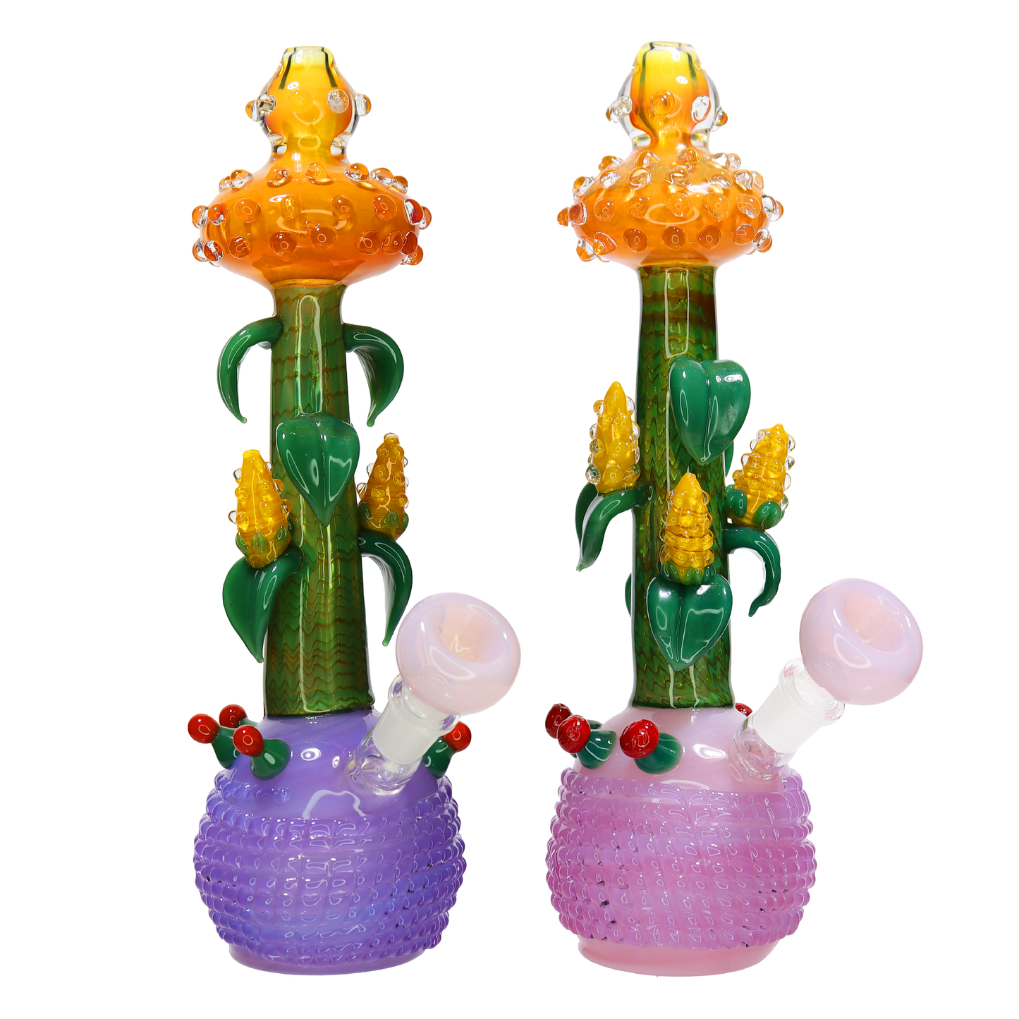 🌽🍄 Corn Field Fancy Glass Bubbler – Handcrafted Novelty Water Pipe
