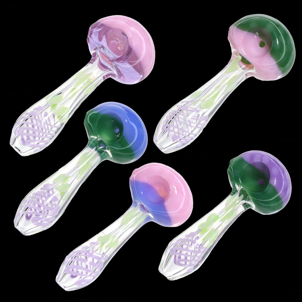 5" Glass Hand Pipe with Slime Color Head & Honeycomb Design – Spoon Pipe