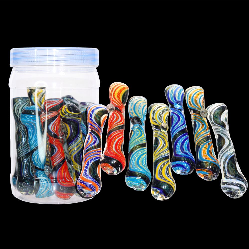 14 PCS - Cosmic Swirl Galaxy Glass Hand Pipe Jar $2.95 each | Wholesale Best-Seller