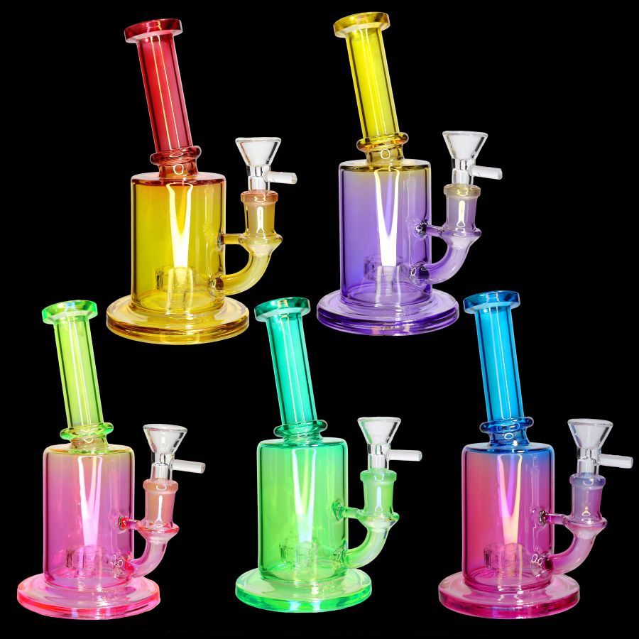 8 Inch Glass Water Metallic Pipe | Wholesale Color Glass Bong