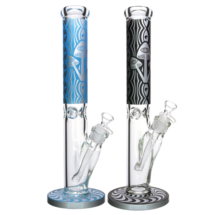 16 Inch Frosted Pattern Straight Glass Bong, 9mm