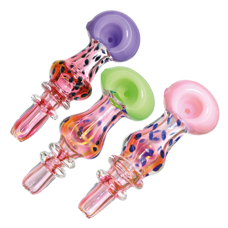 5.5 Inch Dot Worked Color Head Glass Spoon Pipe