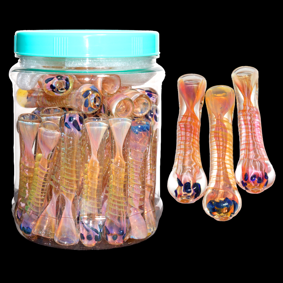Iridescent Glass Chillum Jar #01, 36-Piece