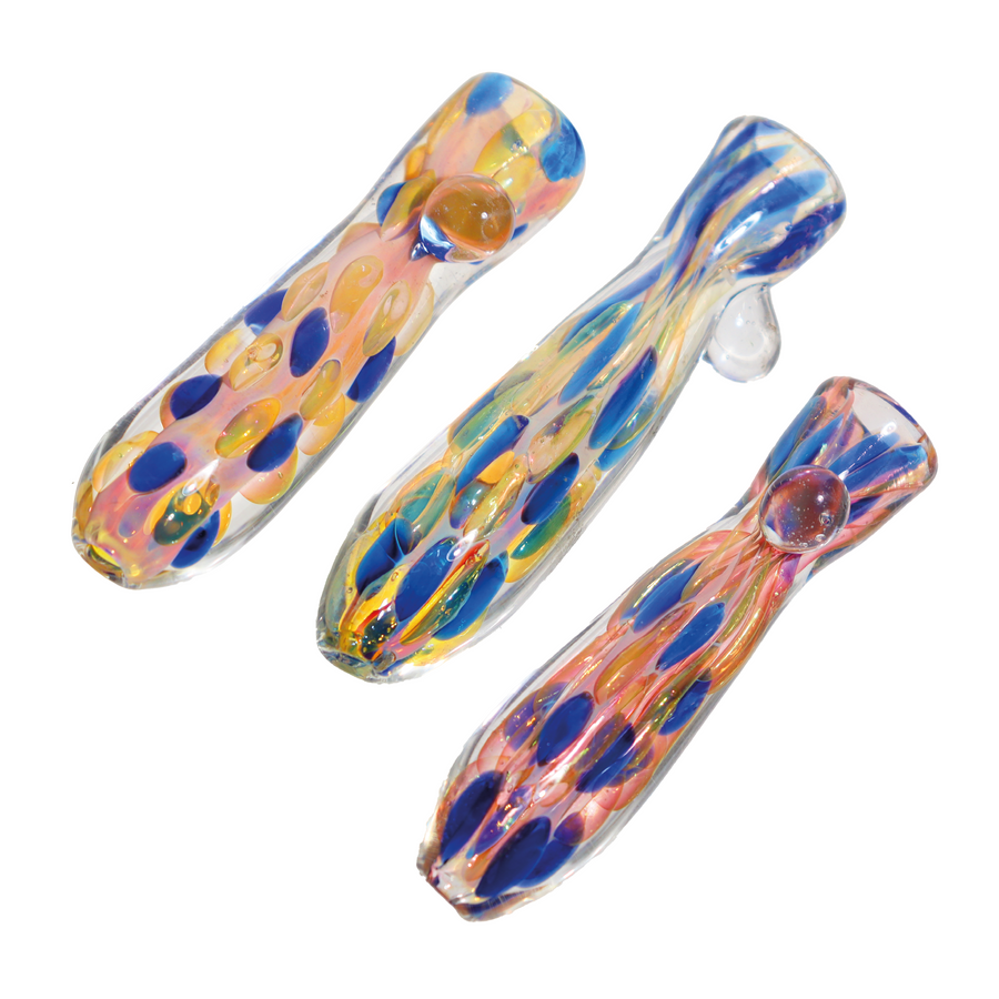 Fancy Blue Polka Dot Glass Chillum