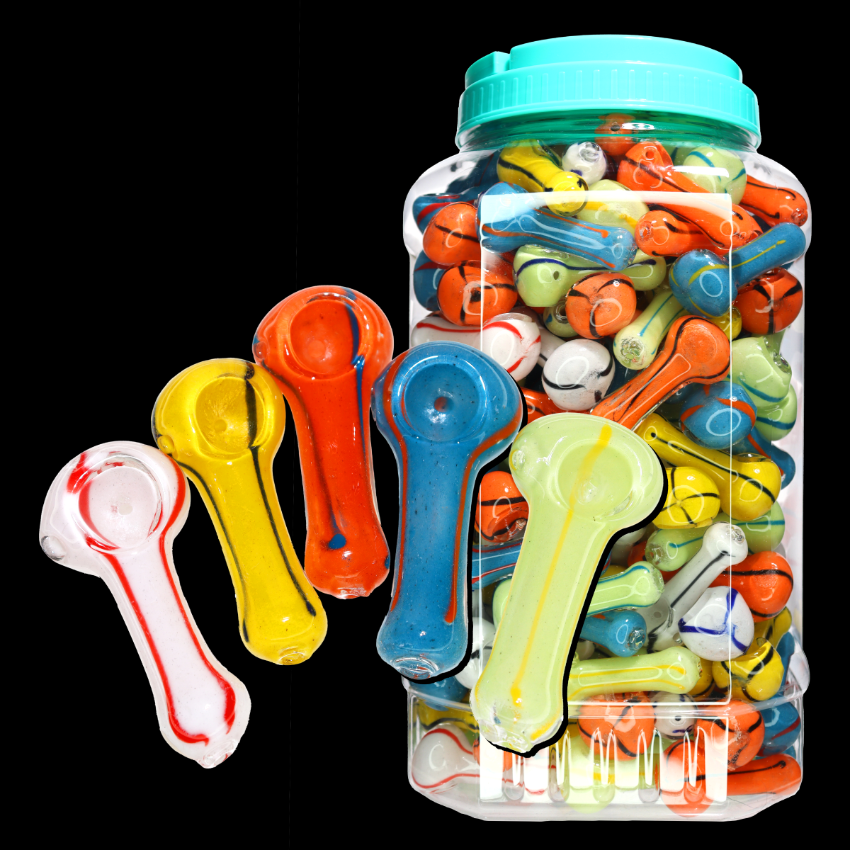 3 Inch Glass Hand Pipe Spoon Jar #5, 200-Piece