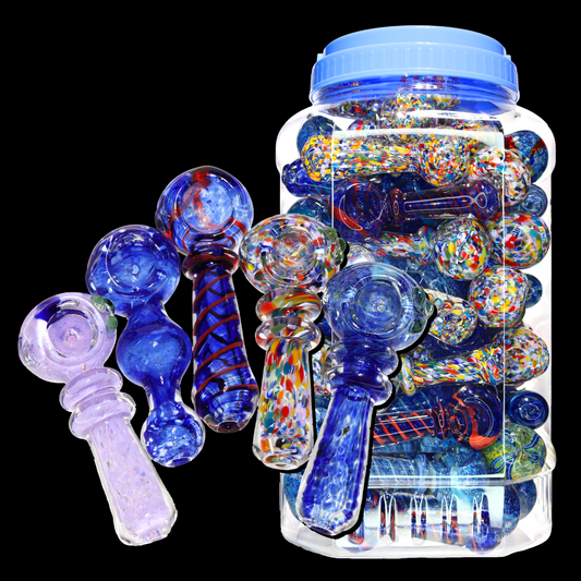 70 pcs – NEW JAR #27 Glass Hand Pipe (4 to 4.5 inches) Spoon $3.25 each