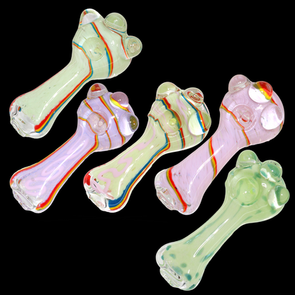 5" Slime Color Glass Hand Pipe with Rainbow Accents – Spoon Pipe