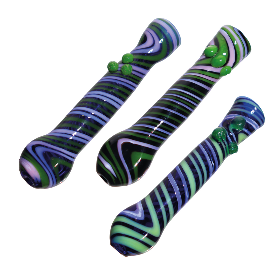 Black Fancy Twisted Color Glass Chillum