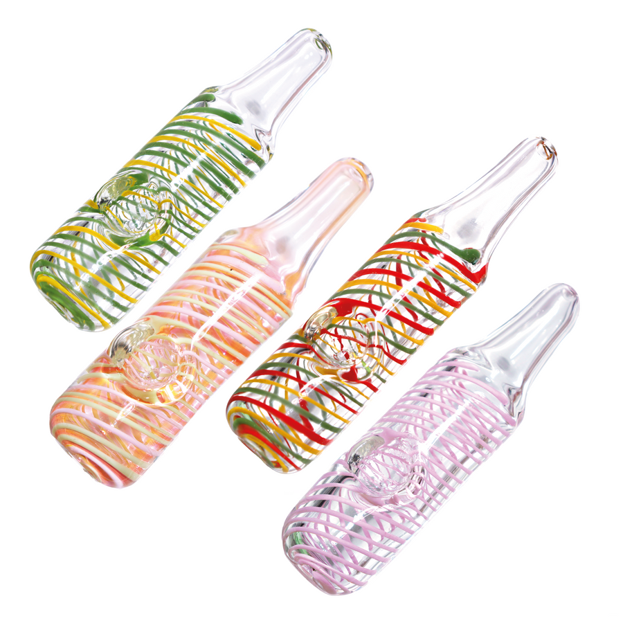 5 Inch Glass Hand Pipe with Linework Design