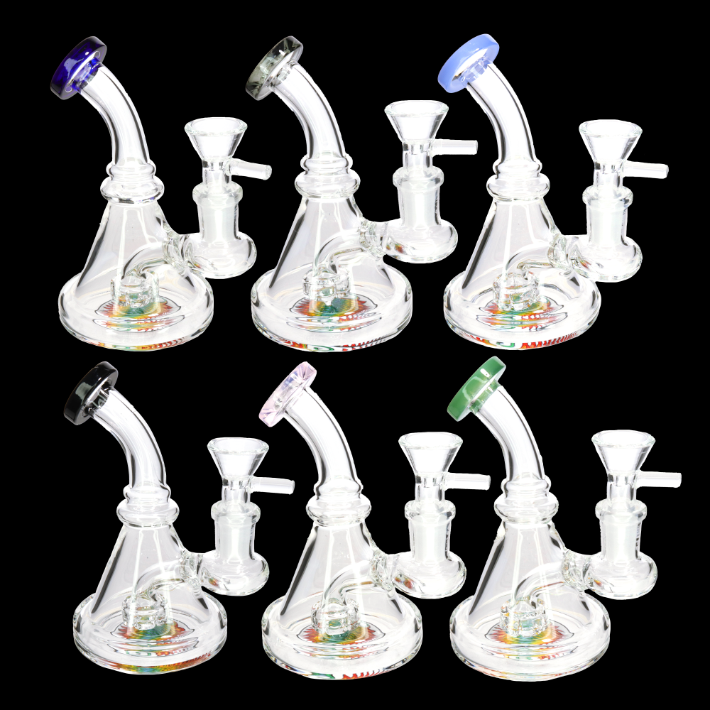 6" Glass Bong with Color Mouthpiece & Internal Perc – Water Pipe