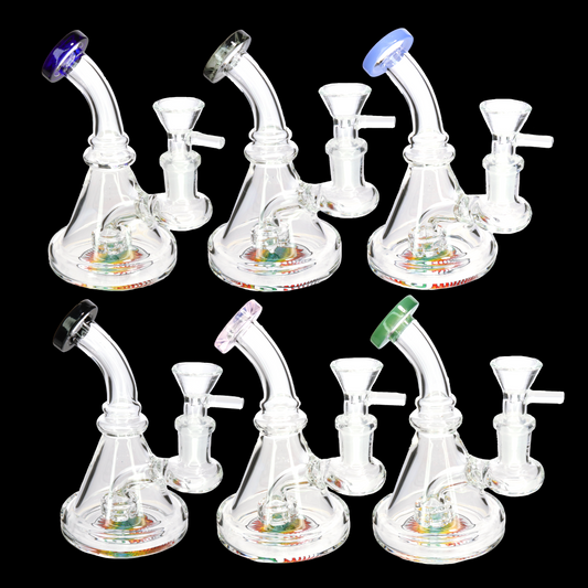 6" Glass Bong with Color Mouthpiece & Internal Perc – Water Pipe