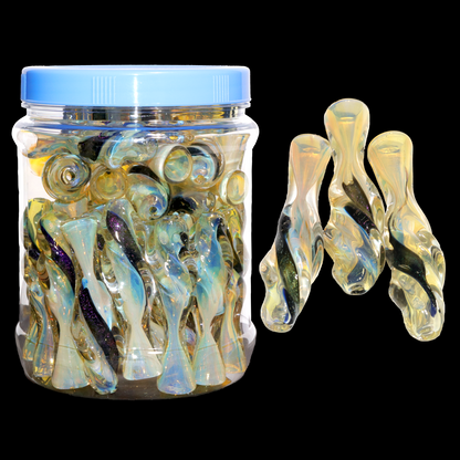 36-Piece Dichroic Glass Chillum Jar #02 – Handcrafted One-Hitters $2.95 | Wholesale Display