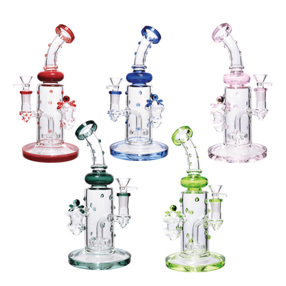 10 in - Monster Face Side Dots Glass Water Pipe Bong