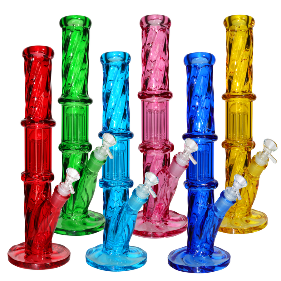15 Inch Color Straight Tube Bong, 1 Chamber
