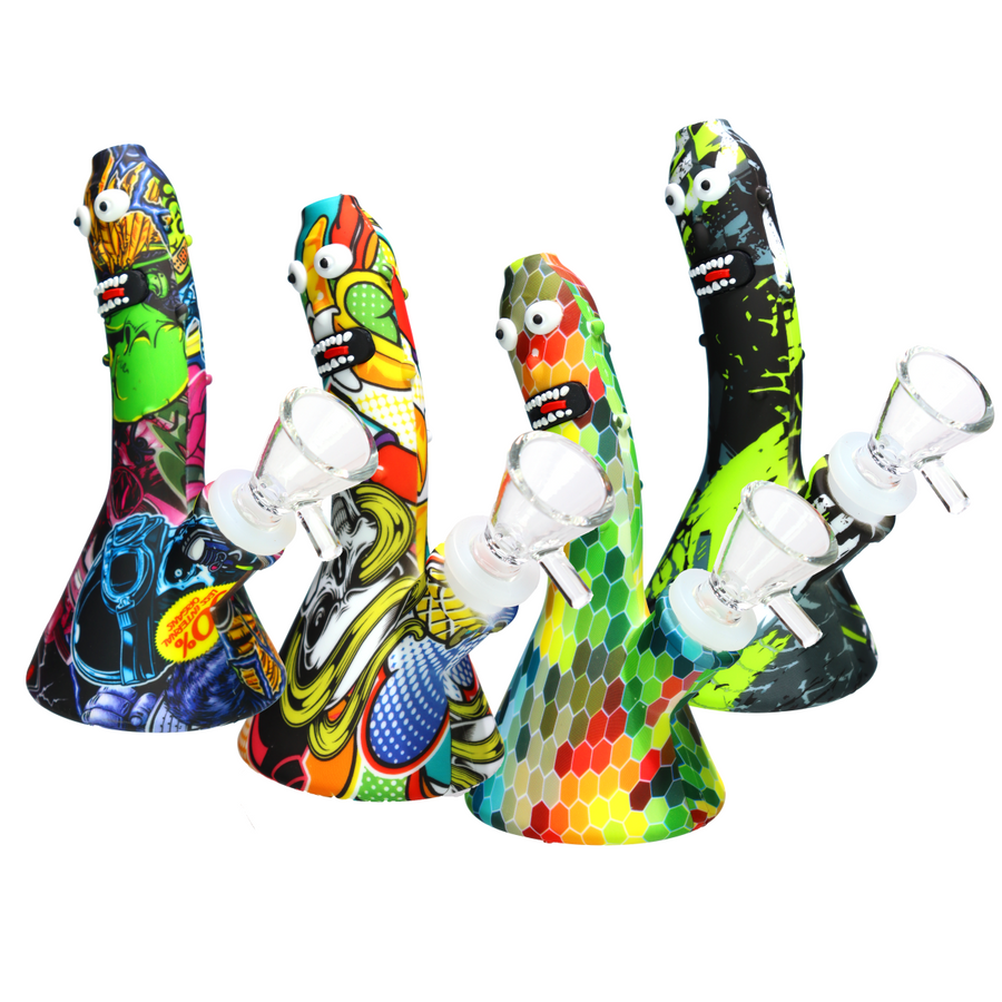 6 Inch Beaker Monster Worm Silicone Bong