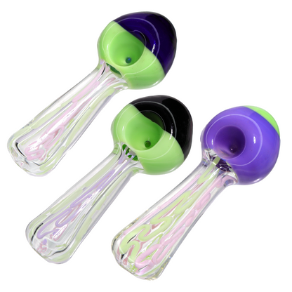 5" Slime Color Glass Hand Pipe with Dual-Tone Bowl – Spoon Pipe