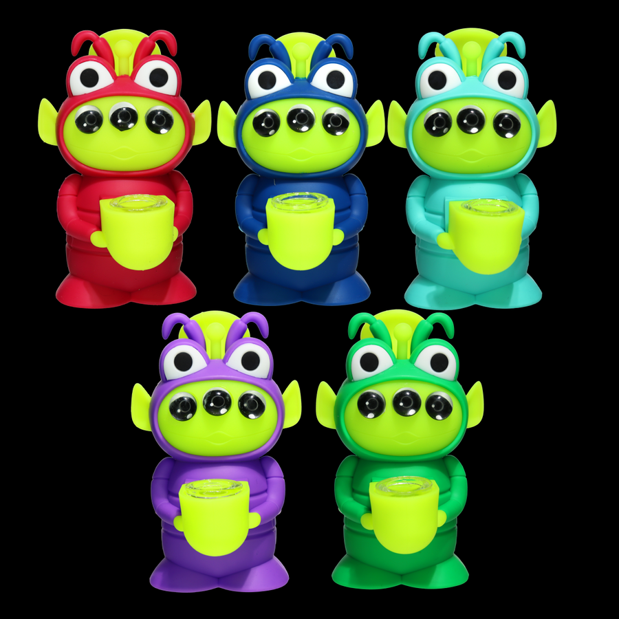 7 Inch Alien Silicone Glass Bong, Three-Eyed
