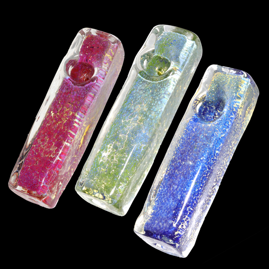 4.5" Textured Glass Hand Pipe – Thick Bubble Finish Compact Spoon Pipe