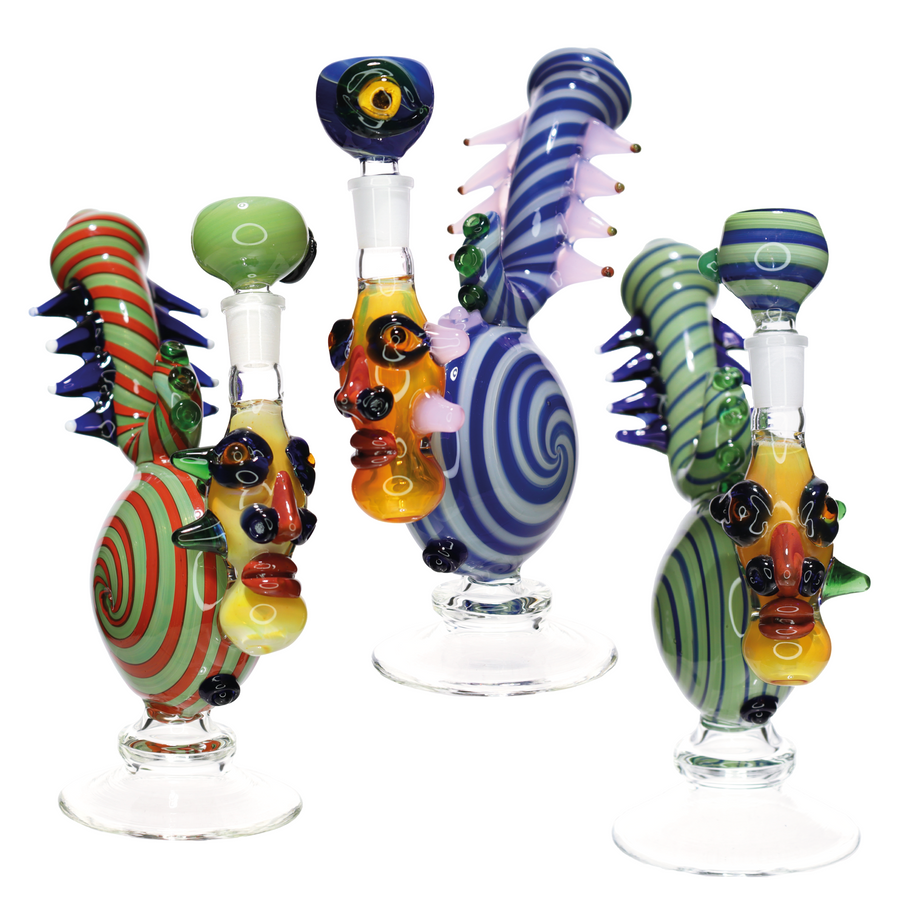 10 Inch Twisted Monster Design Glass Bubbler