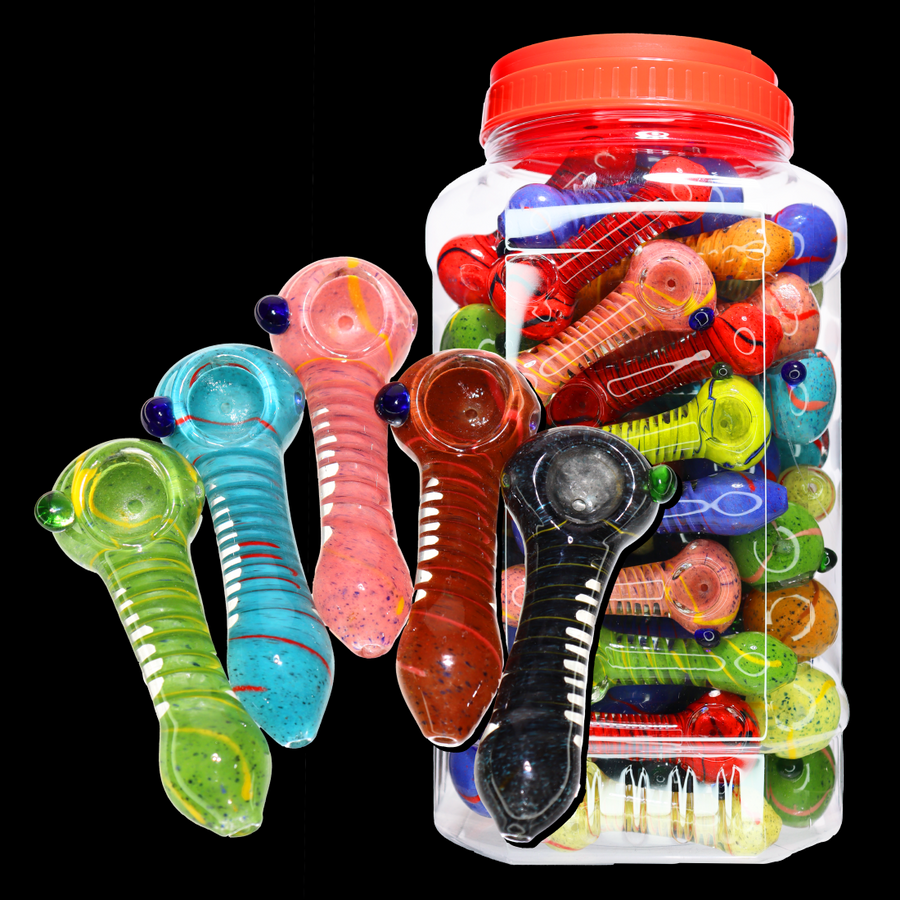 4 Inch Glass Hand Pipe Spoon Jar #29, 72-Piece