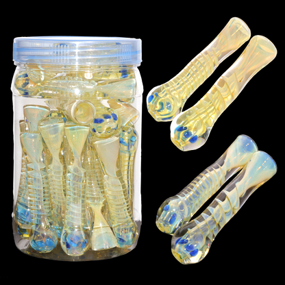 24-Piece Fumed Glass Chillum Jar #04  – Color-Changing One-Hitters $2.75 each | Wholesale Display