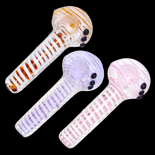 5" Honeycomb Wrap Glass Hand Pipe – Thick Borosilicate Spoon Pipe