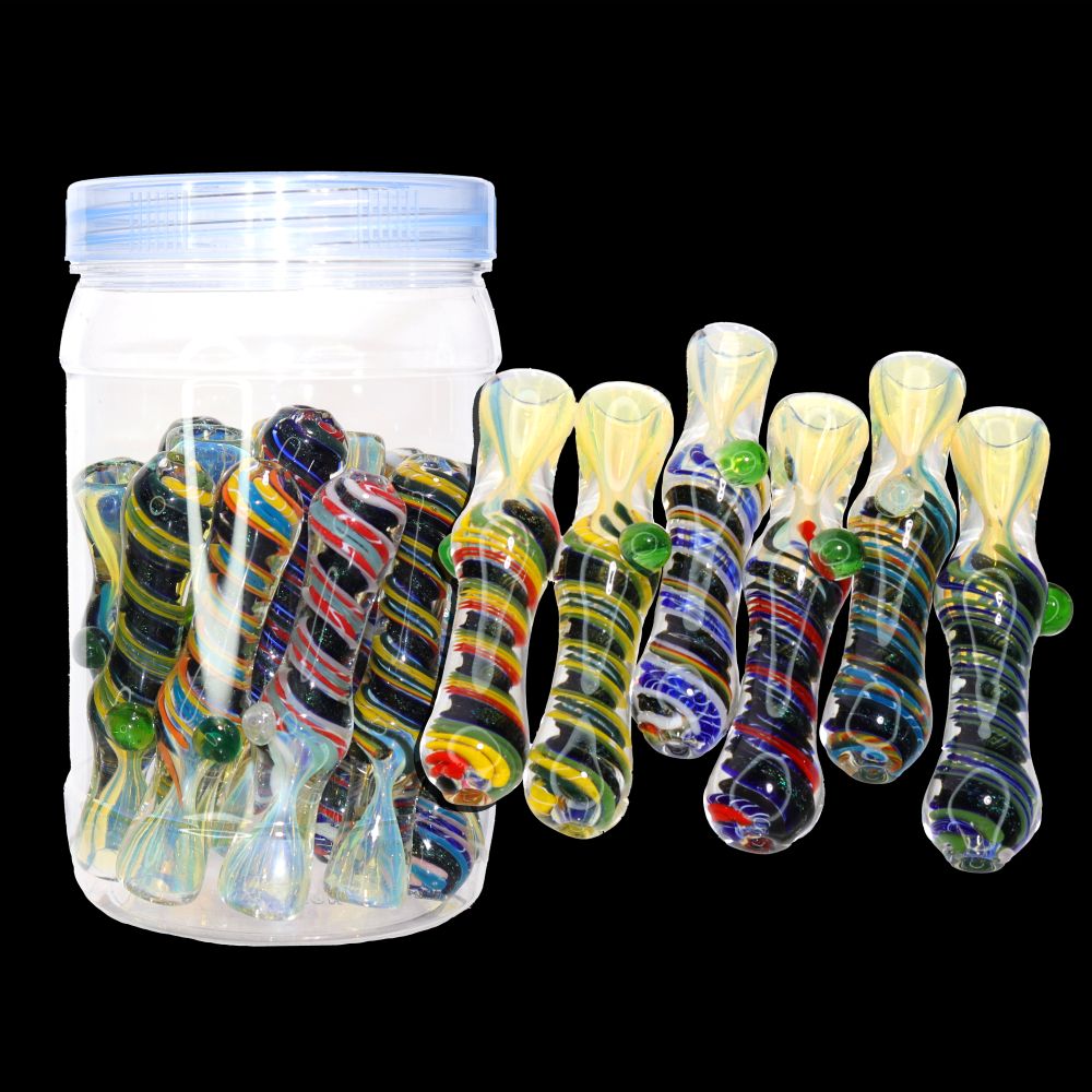 16 PCS - Starlight Opal Galaxy Swirl Glass Hand Pipe Jar  | Wholesale Fast-Turnover