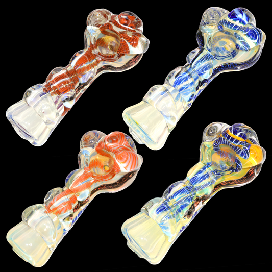 5" Sculpted Glass Hand Pipe – Thick Borosilicate Spoon Pipe with Multi-Layer Color