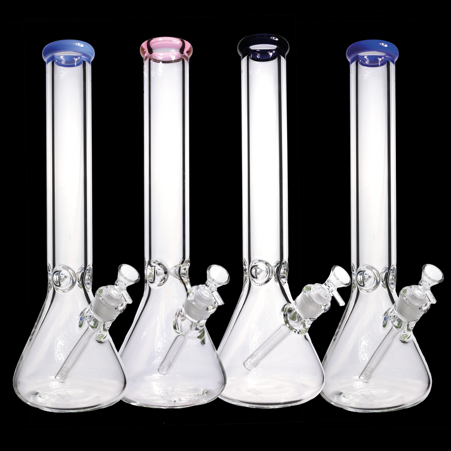 16 Inch One-Tone Clear Beaker Glass Bong, 9mm